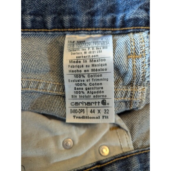 Carhartt Straight Fit Blue Jeans Stonewash Mens Size 44x32 New NWT - Picture 8 of 9